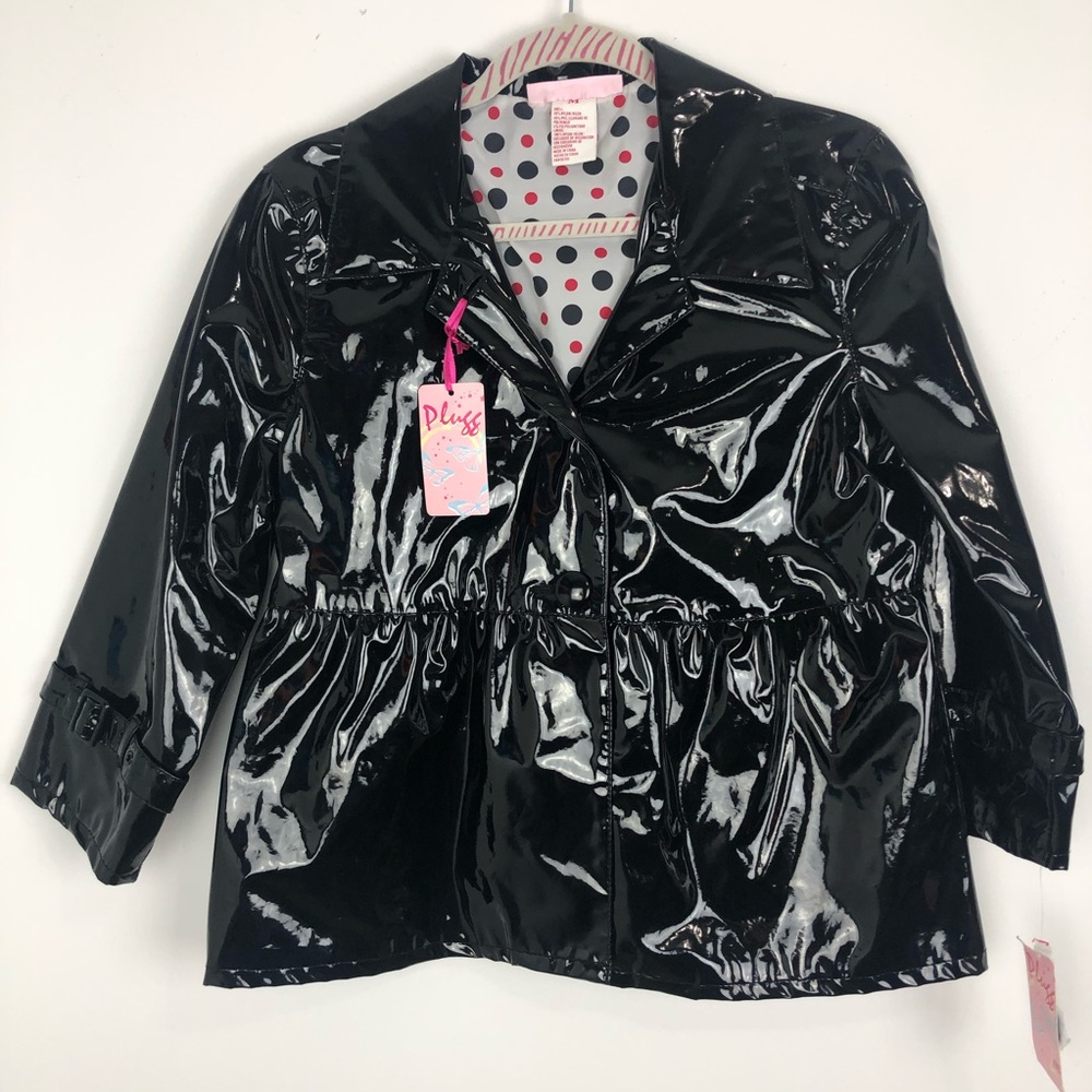 NWT Black Vinyl Button Up Jacket